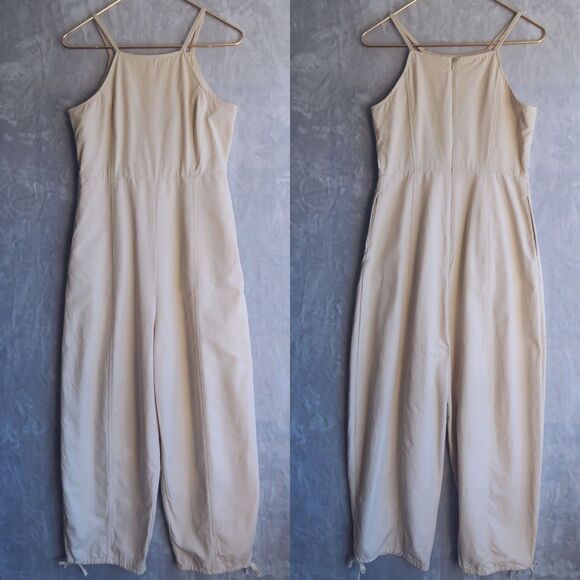 LAGUA GEM Ivory Halter Cami Neck Jumpsuit Size M Wide Leg Adjustable Japanese - Picture 2 of 14